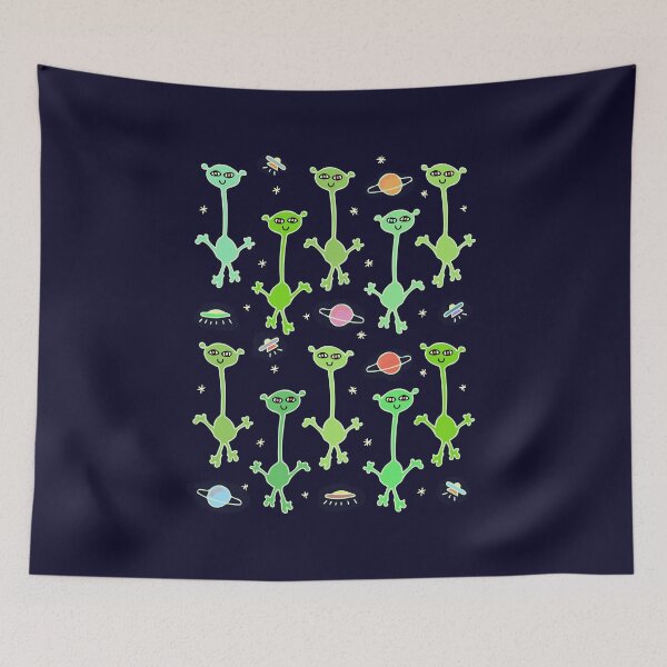Item preview, Cute and Colorful Cartoon Alien Pattern (deep space blue) designed and sold by Davey's Designs.