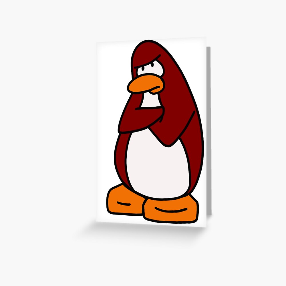 Club Penguin Personalized Birthday Card - Red Heart Print