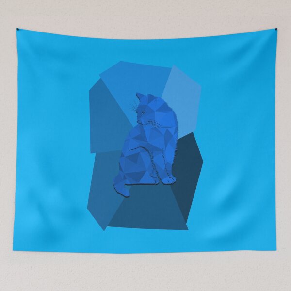 Item preview, Cat Polygon in Blue designed and sold by GiftWorks.