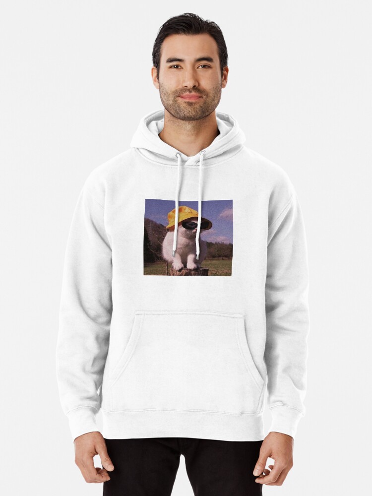 Cat using hat and sunglasses | Pullover Hoodie