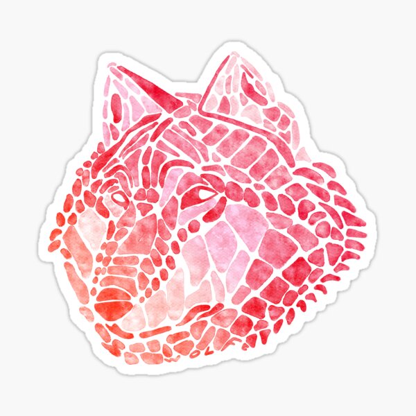 Pink Wolf Painted Mosaic Illustration Sticker