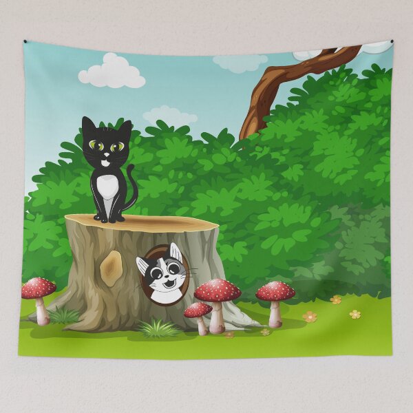 Item preview, Hide and Seek - featuring the two cheeky Cats Tipsy & Tapsy. By Cute Kawaii Art. designed and sold by CuteKawaiiArt.