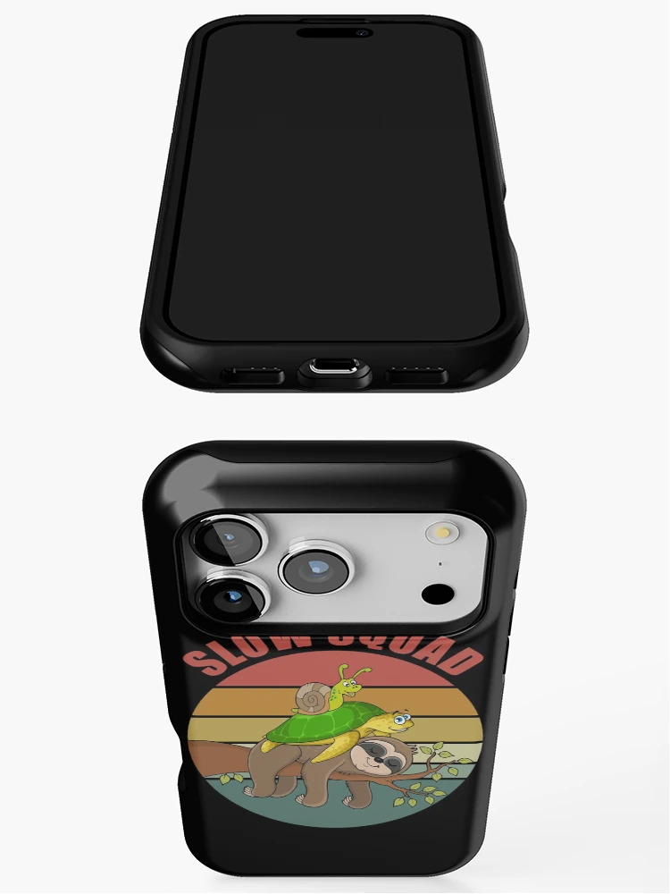 Thumbnail 3 of 4, iPhone Case, Slow Squad - Slug Riding Turtle Riding Sloth designed and sold by Giacob.