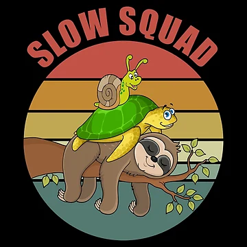 Artwork thumbnail, Slow Squad - Slug Riding Turtle Riding Sloth by Giacob