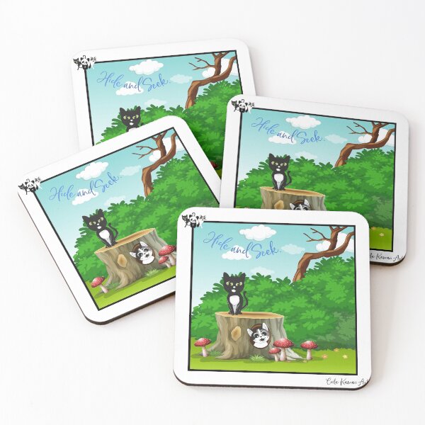 Item preview, Hide and Seek - featuring the two cheeky Cats Tipsy & Tapsy. By Cute Kawaii Art. designed and sold by CuteKawaiiArt.
