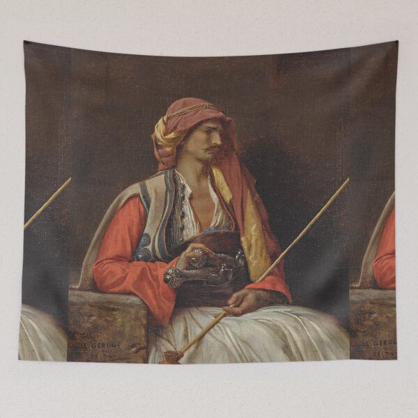 Item preview, Eastern man reclining vintage art - Jean-Léon Gérôme designed and sold by Vintage Designs +.