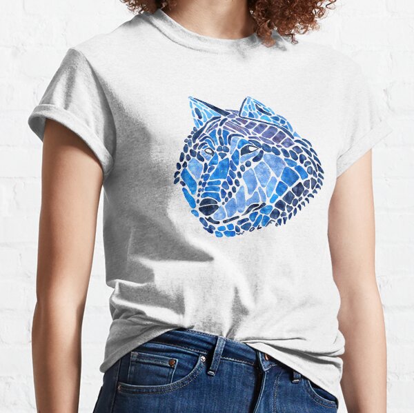Blue Wolf Painted Mosaic Illustration Classic T-Shirt