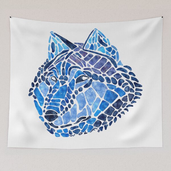 Item preview, Blue Wolf Painted Mosaic Illustration designed and sold by Brooke Gazarek.