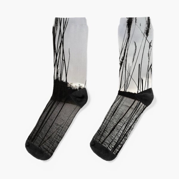 Lake view with grasses Socks