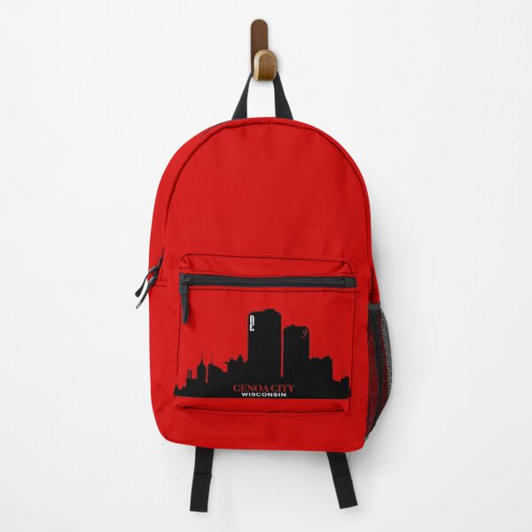 Item preview, Genoa City, Wisconsin Skyline - Red Background designed and sold by PawsitiveMum.