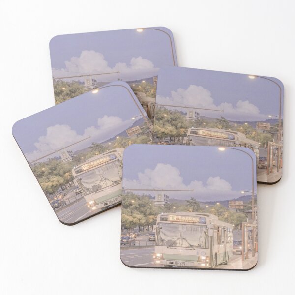 Item preview, Cute asian evening at a bus stop designed and sold by softlycarol.