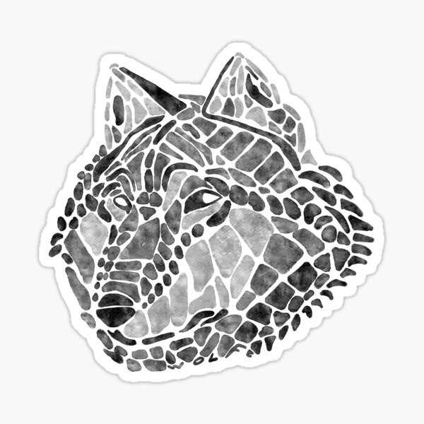 Black Wolf Painted Mosaic Illustration Sticker
