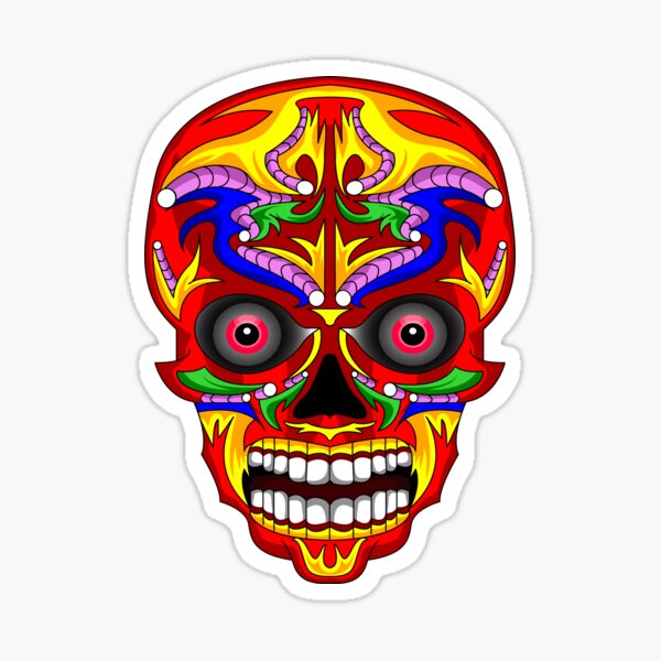 "Cool Colorful Skull Head Art" Sticker by SNdesigner Redbubble