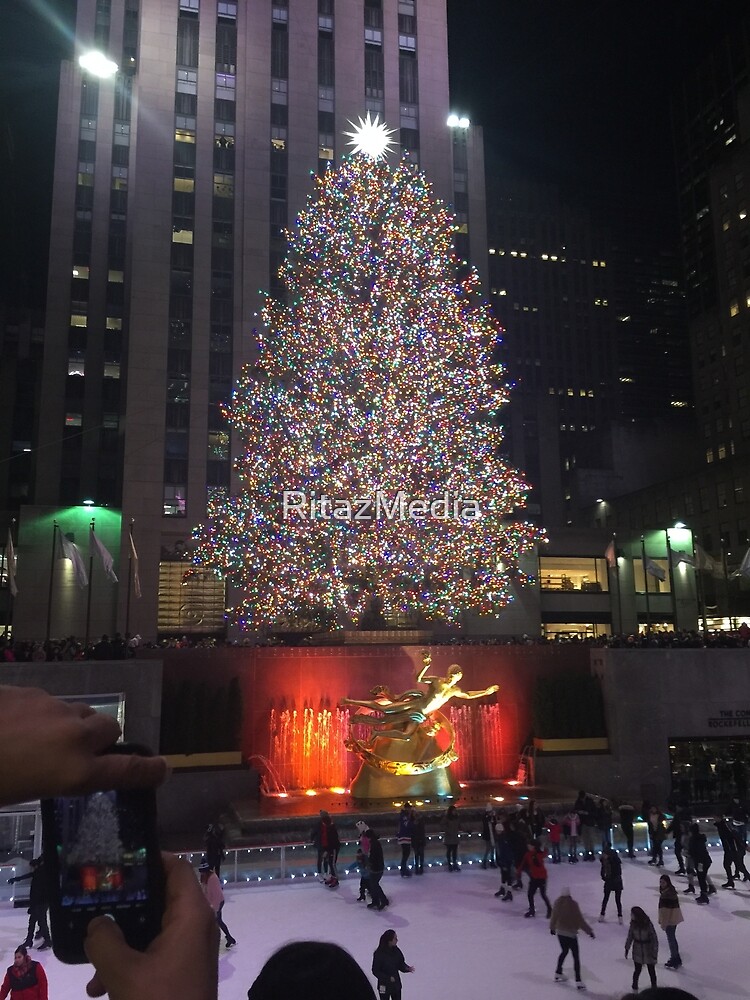 Rockfeller Center Christmas tree theme Set of 5 greeting cards