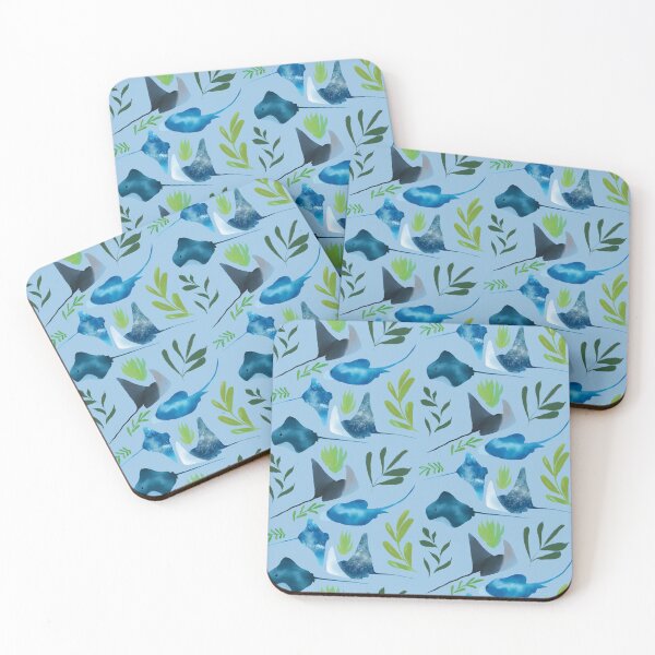 Item preview, Cute Watercolor Sting Rays Blue Ocean Wildlife designed and sold by TheRainbowRoom.