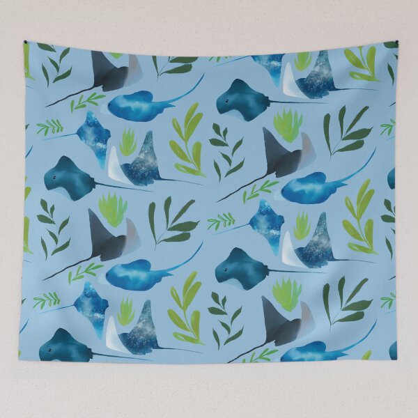 Item preview, Cute Watercolor Sting Rays Blue Ocean Wildlife designed and sold by TheRainbowRoom.