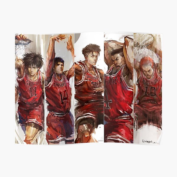 Anime Slam Dunk Poster Shohoku Main Players Red Jersey 12inx18in Free  Shipping | eBay