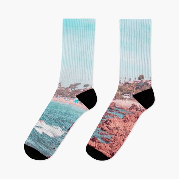 Item preview, Transcending Reality - Corona Del Mar State Beach in Coral Pink and Turquoise designed and sold by Georgia Mizuleva.