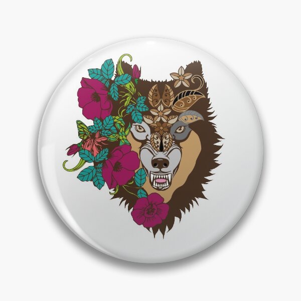 Artikelvorschau, Wilde und florale Wolfsillustration entworfen und verkauft von SkyzCreative.