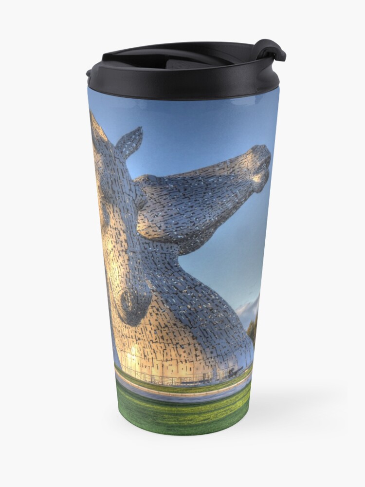 Alternate view of The Kelpies, Helix Park , Falkirk Travel Coffee Mug