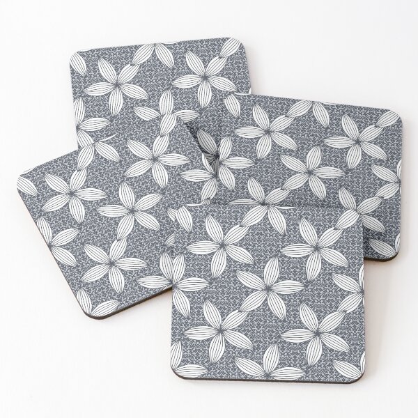 Item preview, grey linear flowers designed and sold by rysunki-malunki.