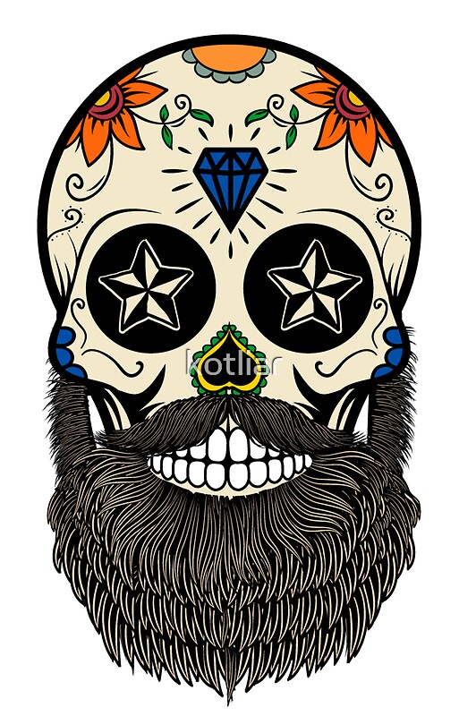 quot Sugar skull with beardquot Stickers by kotliar Redbubble