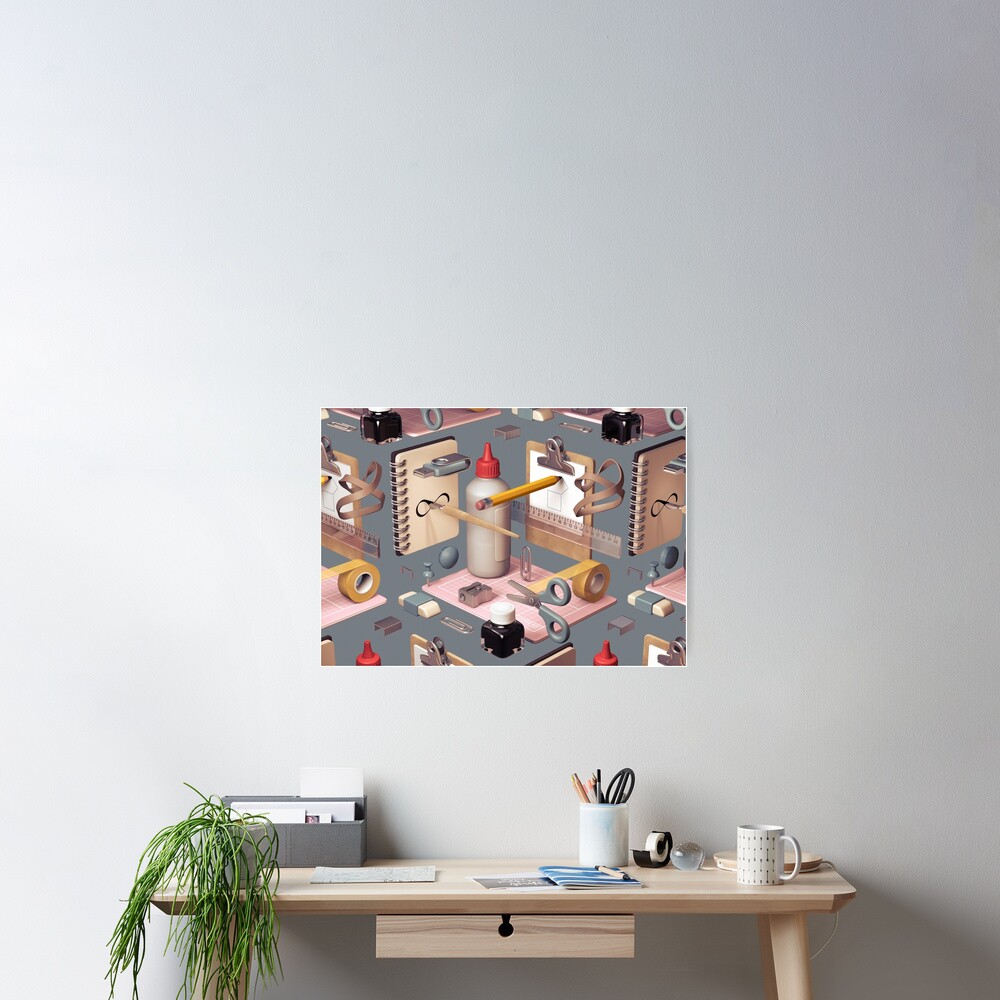 'Infinity', a 3D composition of stationary items. Poster