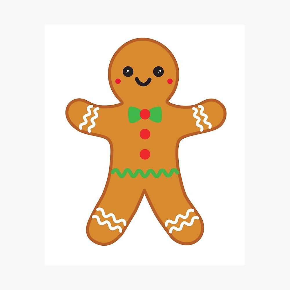 Kawaii Cute Christmas Gingerbread Man Poster