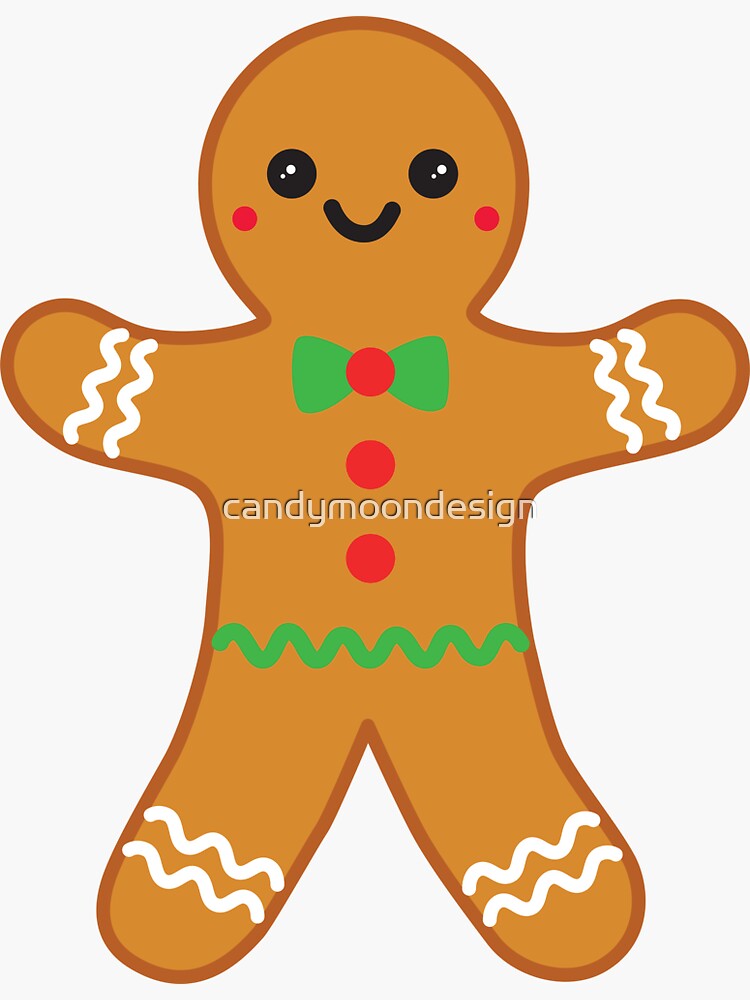 "Kawaii Cute Christmas Gingerbread Man" Sticker for Sale by