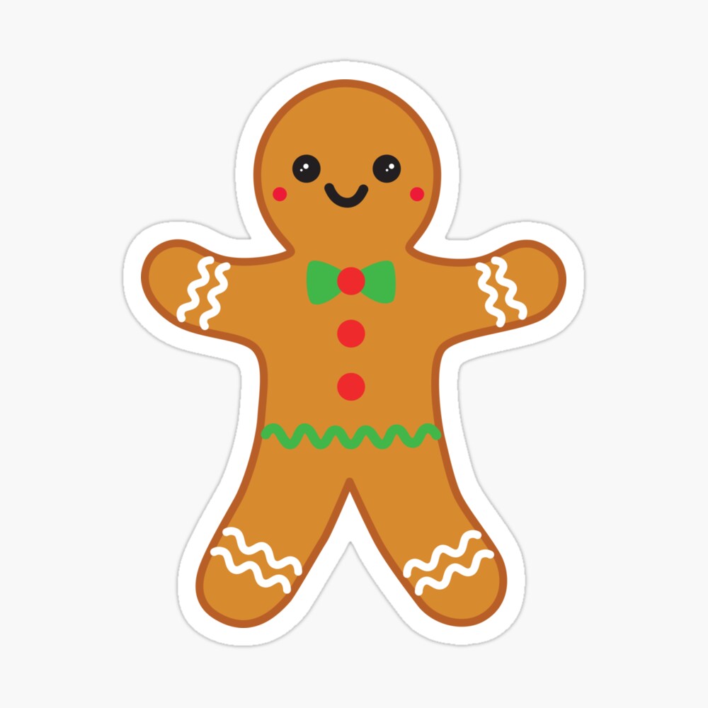 Kawaii Cute Christmas Gingerbread Man Poster
