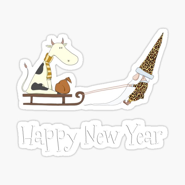 Item preview, Happy New Year 2021 - Funny Gnome & Cow Leopard Christmas Gift designed and sold by r-silver.