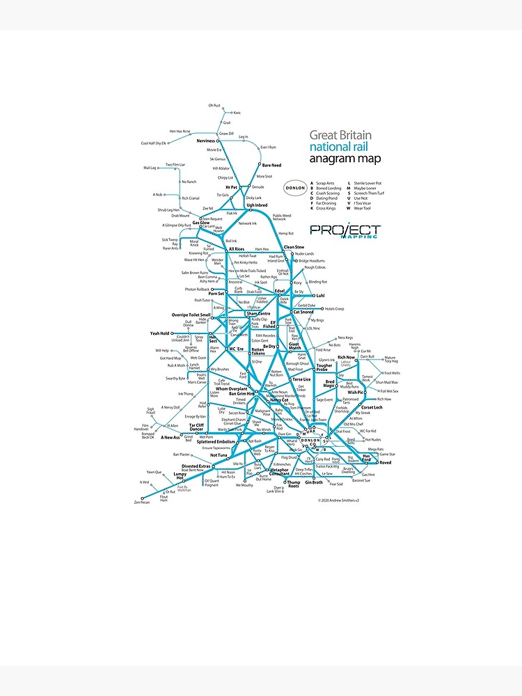 Great Britain national rail anagram train map by MrMappy