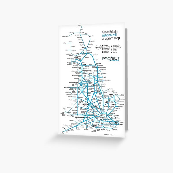 GB national rail anagram train map Greeting Card