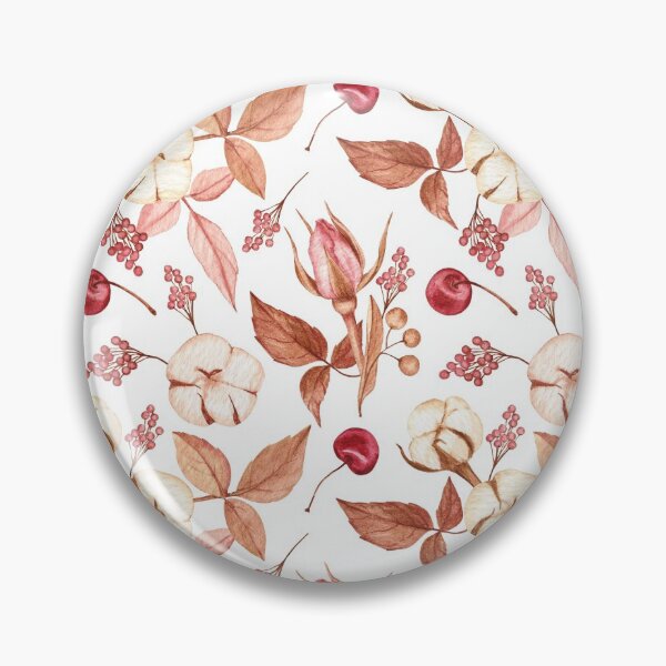 Item preview, Cotton, rosebuds and cherries on white designed and sold by Flowersforbear.
