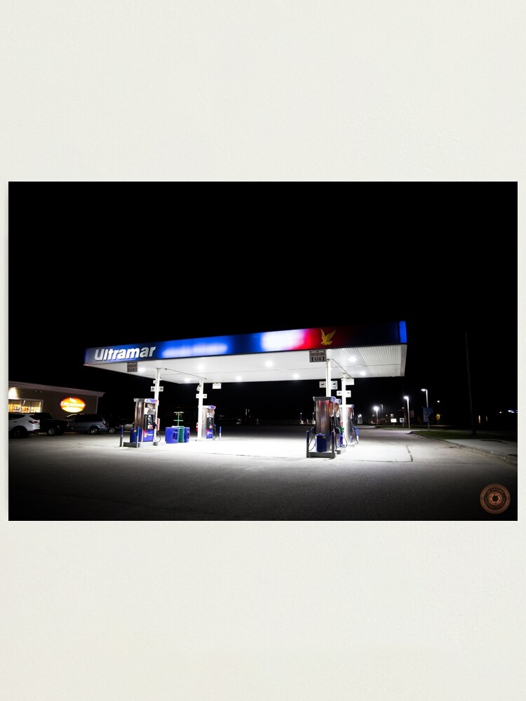 Alternate view of Ultramar - Gas station by night Photographic Print