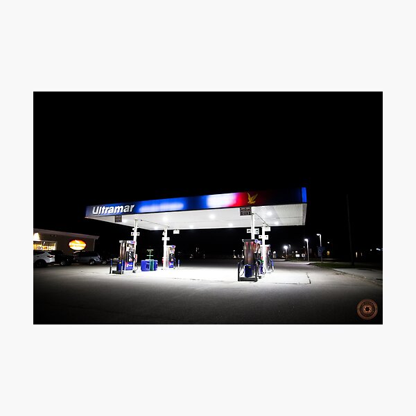 Ultramar - Gas station by night Photographic Print