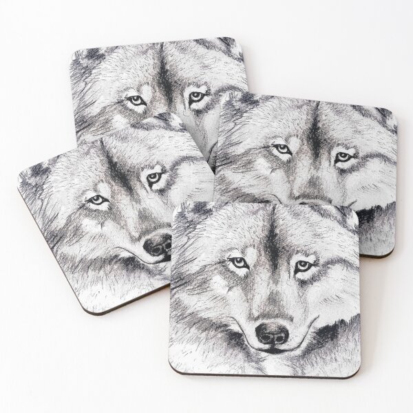 Item preview, Wolf drawing black and white designed and sold by horseaddicted.