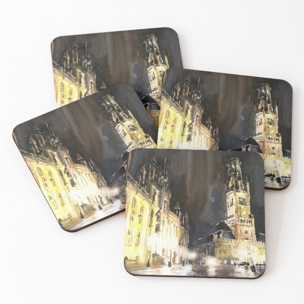 Item preview, Belfry of Bruges  medieval bell tower in the centre of Bruges, Belgium.  Watercolor painting of Bruges. designed and sold by rfoxphoto.