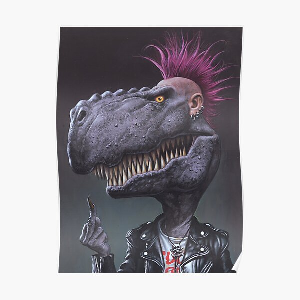 Dino Punk Dinosaur Punker by Sebastian Krüger Poster