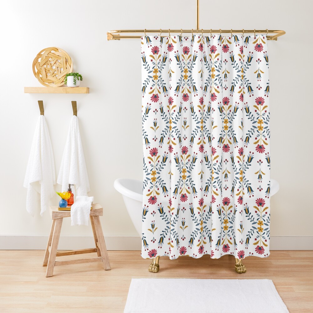 "Scandinavian folk art" Shower Curtain by mytshirtpro Redbubble