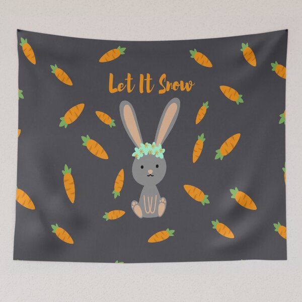 Item preview, Let It Snow Bunny and carrots merry christmas gray background designed and sold by oxoxoxo.