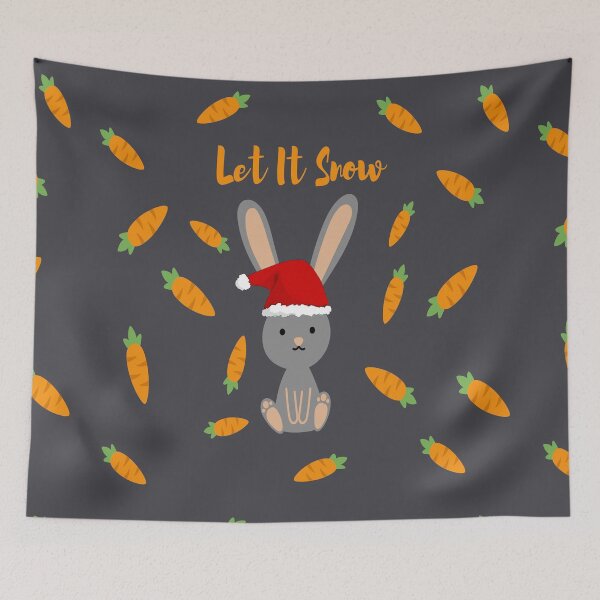Item preview, Let It Snow Bunny and carrots with santa hat merry christmas gray background designed and sold by oxoxoxo.