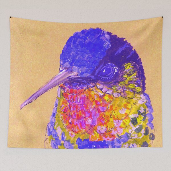 Item preview, Fiery-Throated Hummingbird — Panterpe insignis designed and sold by Sheila Singhal.