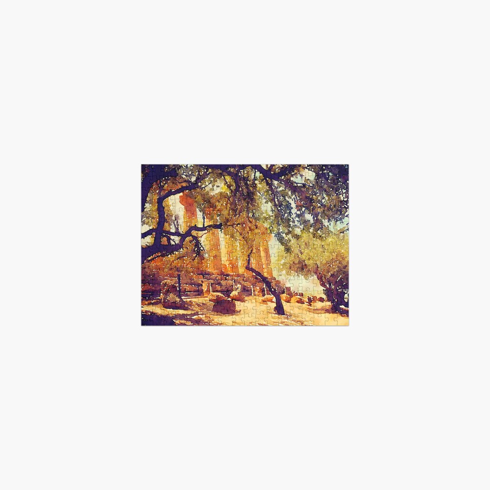 Temple and Olive Trees, Agrigento, Sicily Jigsaw Puzzle
