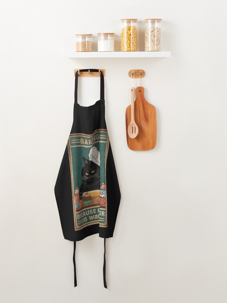 Alternate view of Black Cat Baking because murder is wrong cat lover gifts Apron