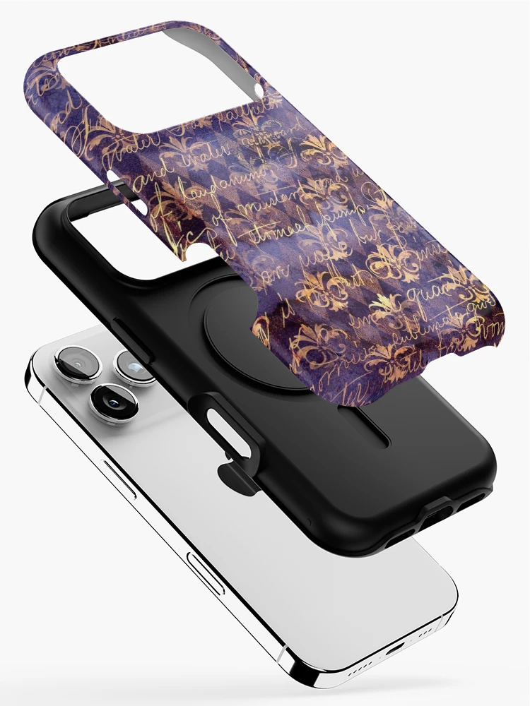 Thumbnail 2 of 4, iPhone Case, Ancient Script with Fleur-de-Lis Pattern designed and sold by ReesDesigns.