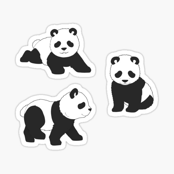 Cute Panda Black and White Stickers - 2 Pack of 3 Stickers - Waterproof  Vinyl for Car, Phone, Water Bottle, Laptop - Panda Decals (2-Pack)