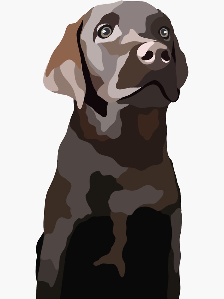 "Black Labrador Puppy Dog Portrait Digital Illustration" Sticker for