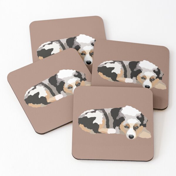 Item preview, Tricolor Aussie Puppy Dog Portrait Digital Illustration designed and sold by sherylwylie.
