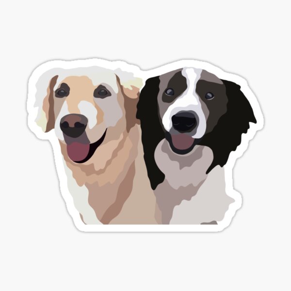 Item preview, Golden Retriever and Border Collie Dog Portrait Digital Illustration designed and sold by sherylwylie.